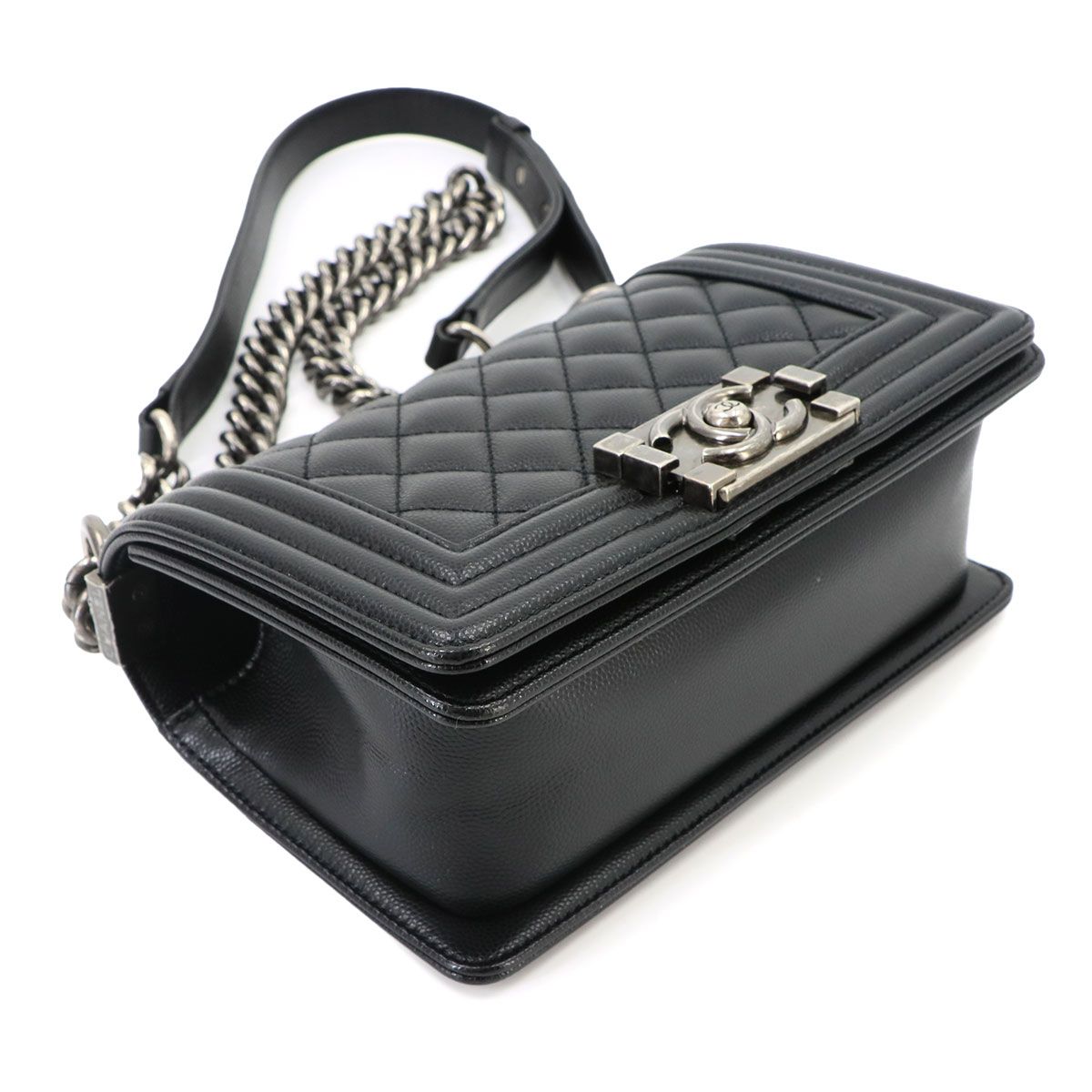 Chanel Boy Small Chain Shoulder Bag Caviar Leather Black — view 5