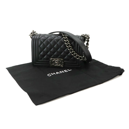 Chanel Boy Small Chain Shoulder Bag Caviar Leather Black — view 2