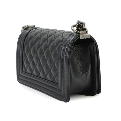 Chanel Boy Small Chain Shoulder Bag Caviar Leather Black — view 4