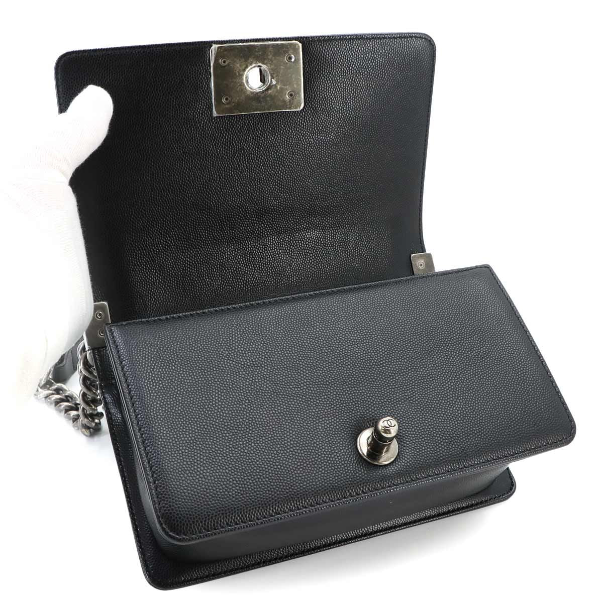 Chanel Boy Small Chain Shoulder Bag Caviar Leather Black — view 7
