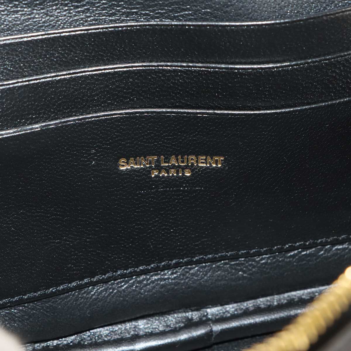 Saint Laurent Lou Chain Shoulder Bag Leather Black Gold — view 8