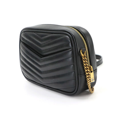 Saint Laurent Lou Chain Shoulder Bag Leather Black Gold — view 4
