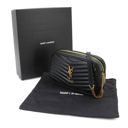 Saint Laurent Lou Chain Shoulder Bag Leather Black Gold — view 2