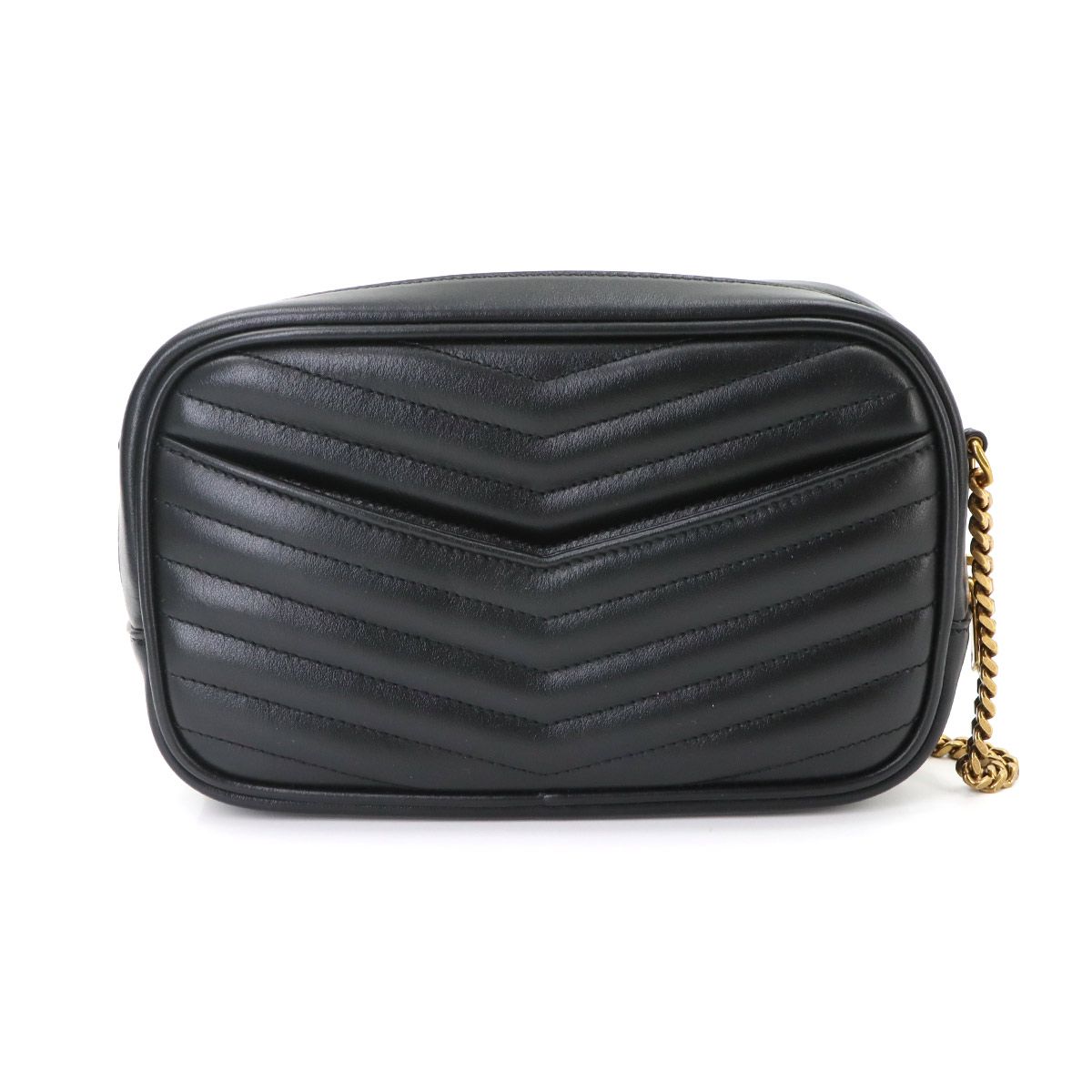 Saint Laurent Lou Chain Shoulder Bag Leather Black Gold — view 3