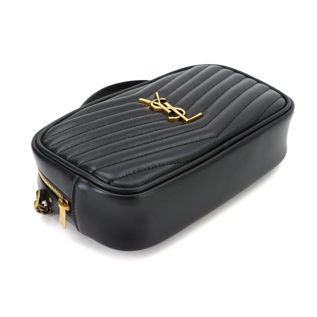 Saint Laurent Lou Chain Shoulder Bag Leather Black Gold — view 5