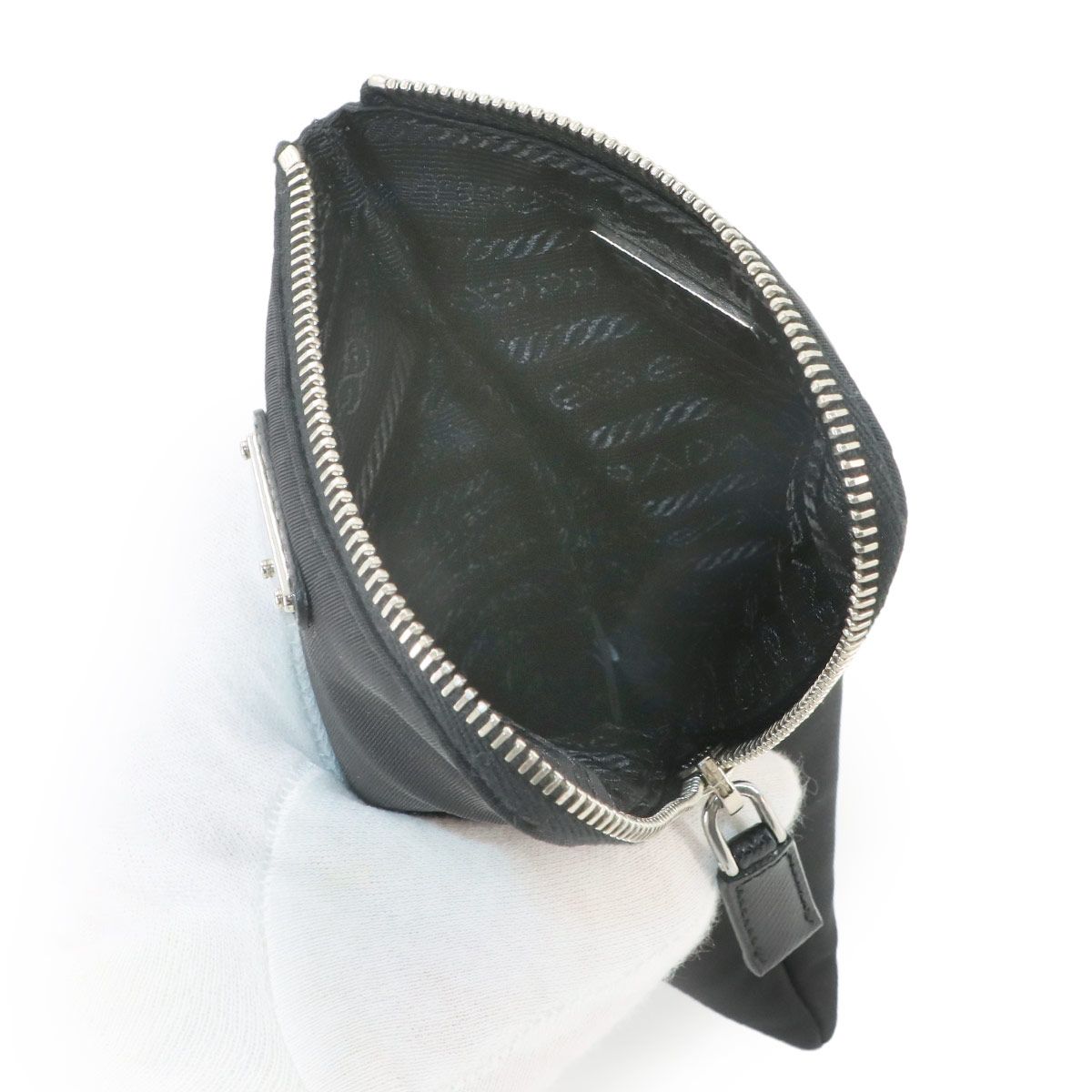 Prada Pouch Nylon Black Silver — view 8