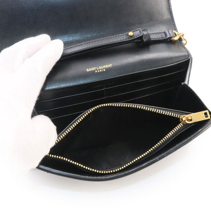 Saint Laurent Le Maillon Chain Wallet Leather Black Gold Shoulder Bag — view 7