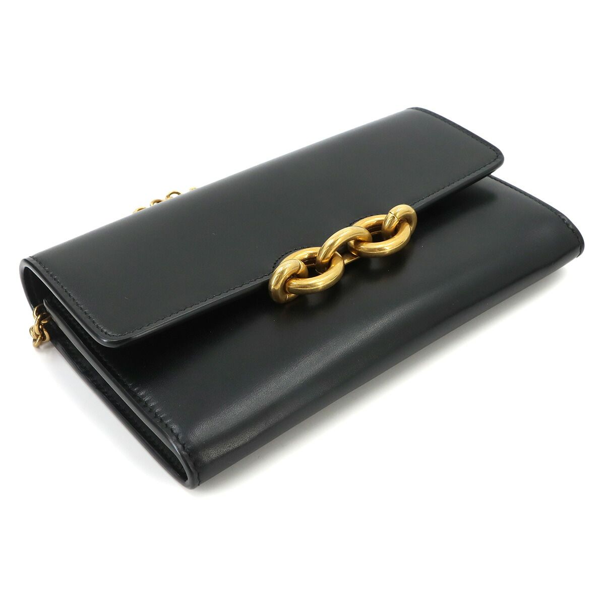 Saint Laurent Le Maillon Chain Wallet Leather Black Gold Shoulder Bag — view 4