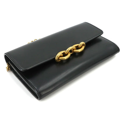 Saint Laurent Le Maillon Chain Wallet Leather Black Gold Shoulder Bag — view 4