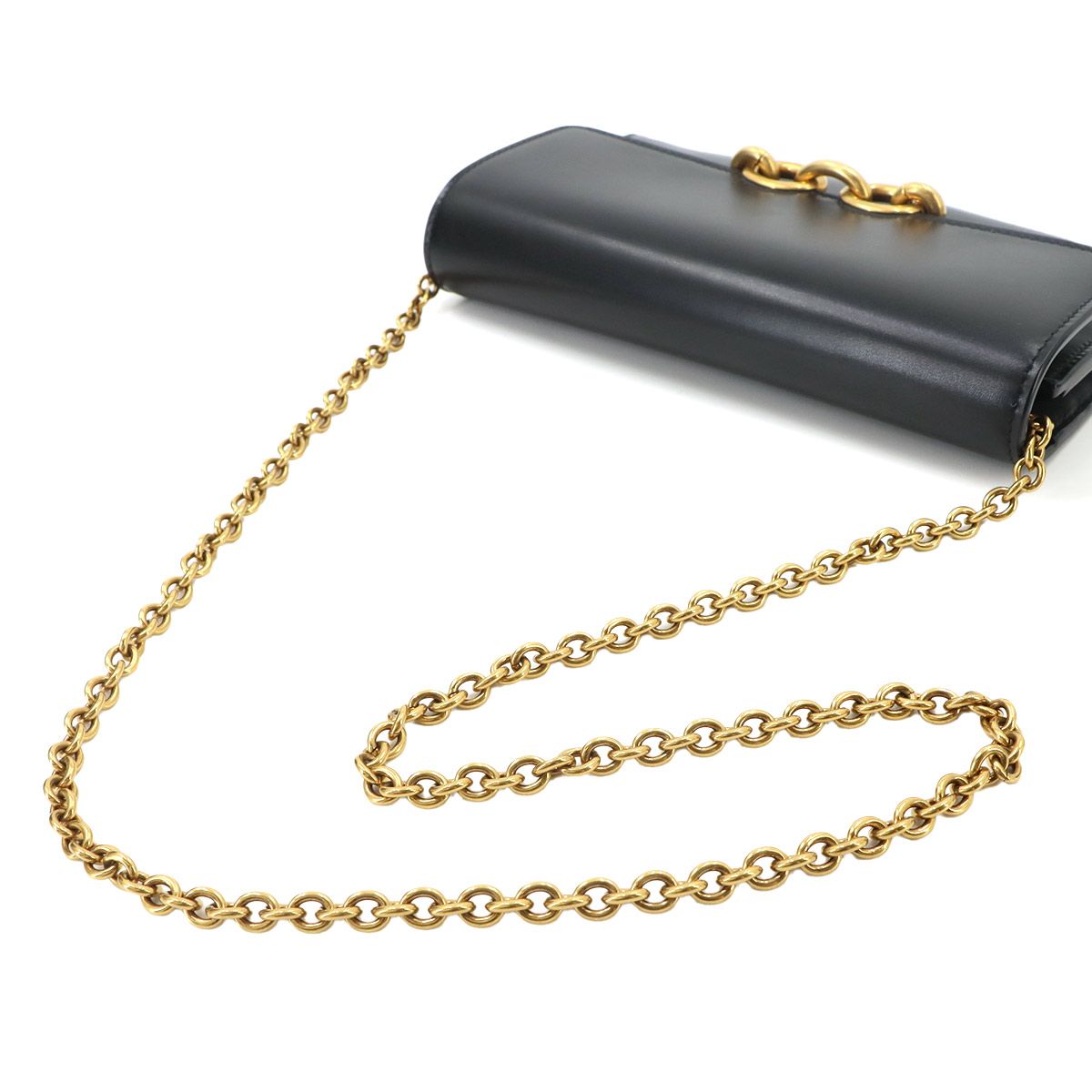 Saint Laurent Le Maillon Chain Wallet Leather Black Gold Shoulder Bag — view 5