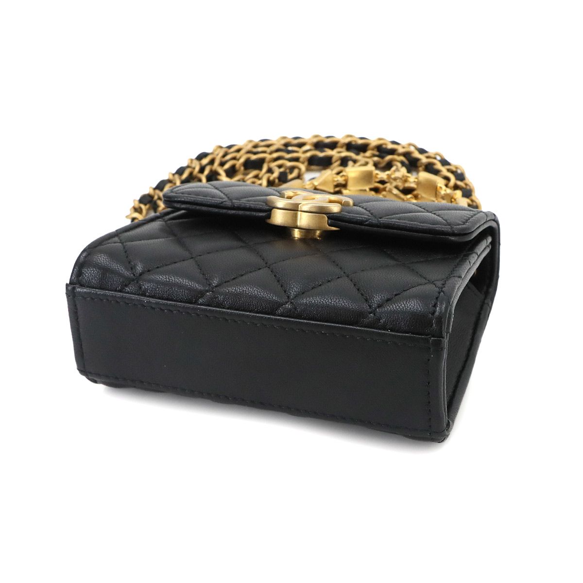 Chanel Quilted Chain Clutch 2-Way Lambskin Black — view 5