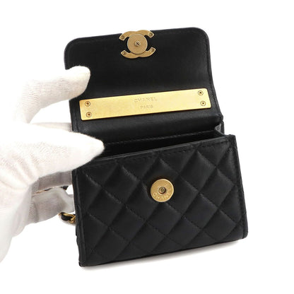 Chanel Quilted Chain Clutch 2-Way Lambskin Black — view 7