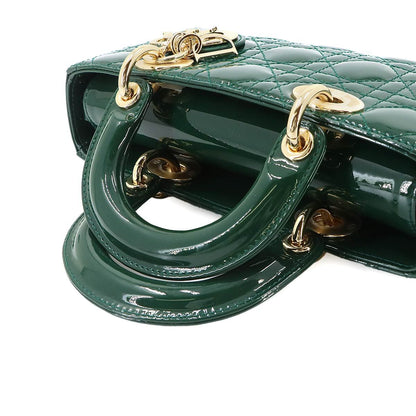 Dior Lady D-joy Small 2-Way Hand Bag Patent Leather Green — view 5