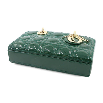 Dior Lady D-joy Small 2-Way Hand Bag Patent Leather Green — view 4