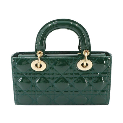 Dior Lady D-joy Small 2-Way Hand Bag Patent Leather Green — view 2