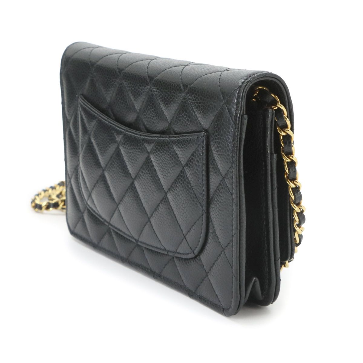Chanel Quilted Classic Chain Wallet Caviar Leather Black Shoulder Bag — view 4