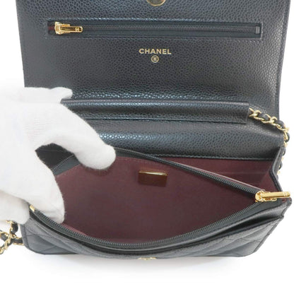 Chanel Quilted Classic Chain Wallet Caviar Leather Black Shoulder Bag — view 8