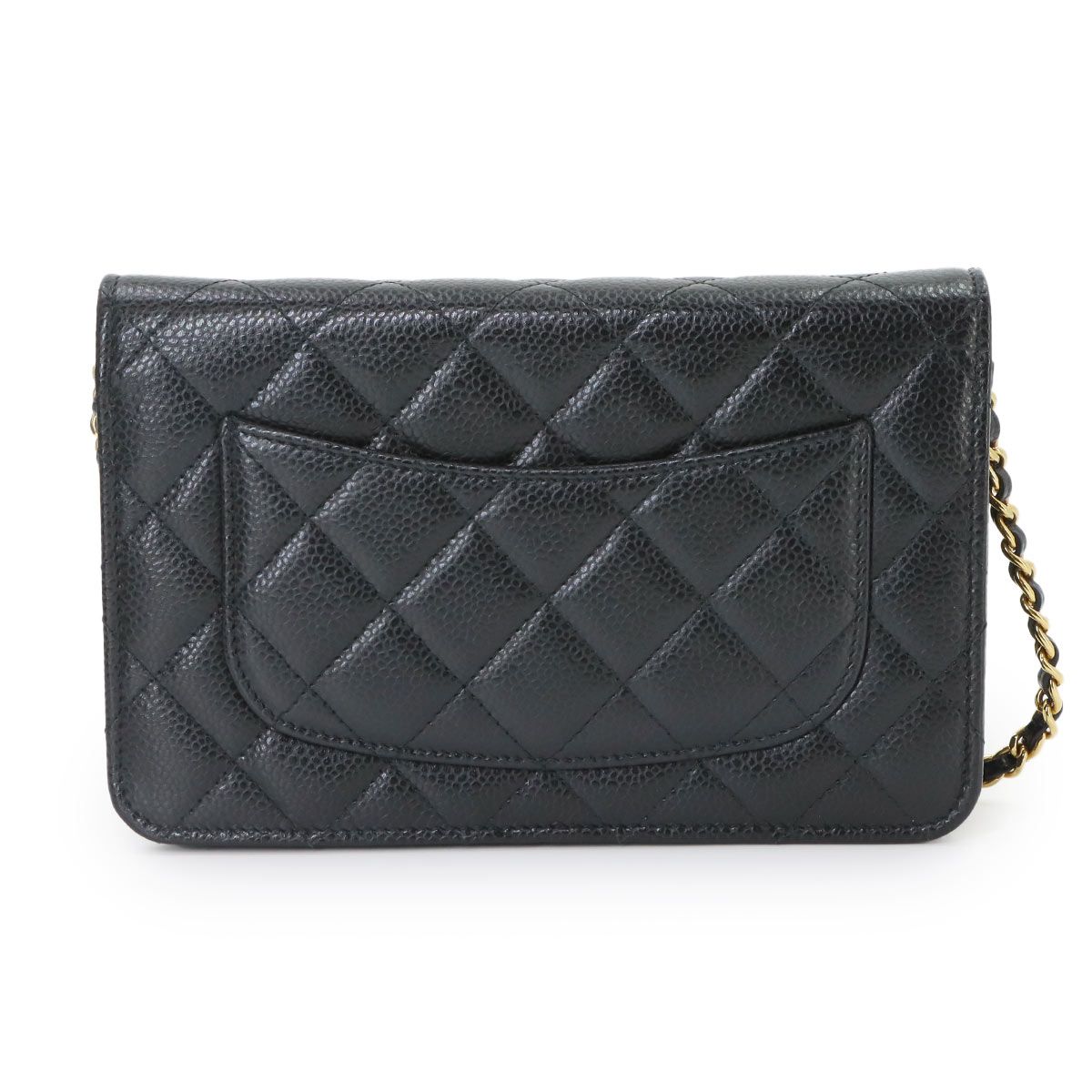 Chanel Quilted Classic Chain Wallet Caviar Leather Black Shoulder Bag — view 3