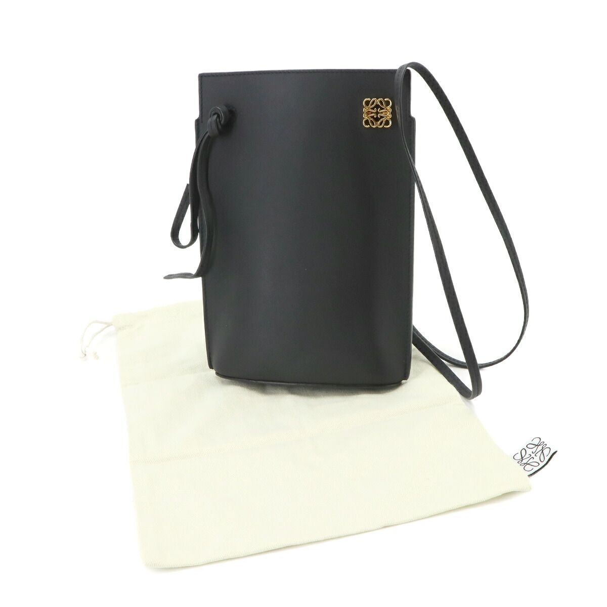 Loewe Dice Pocket Shoulder Bag Leather Black Gold — view 2