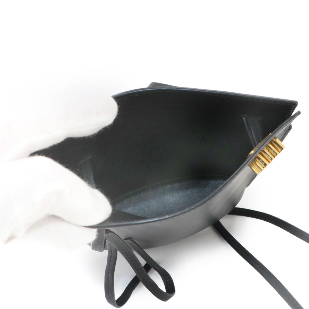 Loewe Dice Pocket Shoulder Bag Leather Black Gold — view 7