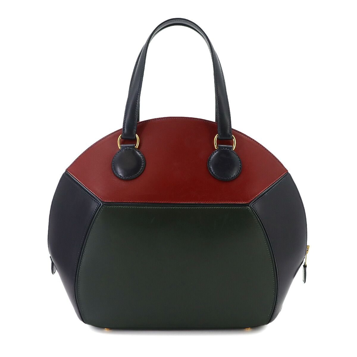 Hermes Ile de Shiki Hand Bag Box Calf Rouge Ash Blue Indigo Green — view 2