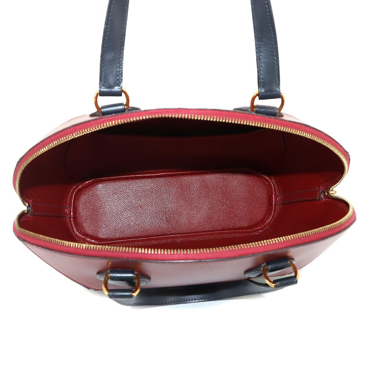 Hermes Ile de Shiki Hand Bag Box Calf Rouge Ash Blue Indigo Green — view 6