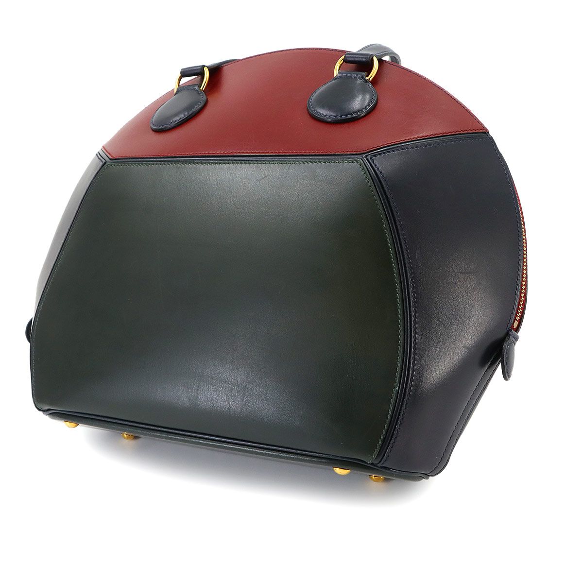 Hermes Ile de Shiki Hand Bag Box Calf Rouge Ash Blue Indigo Green — view 8