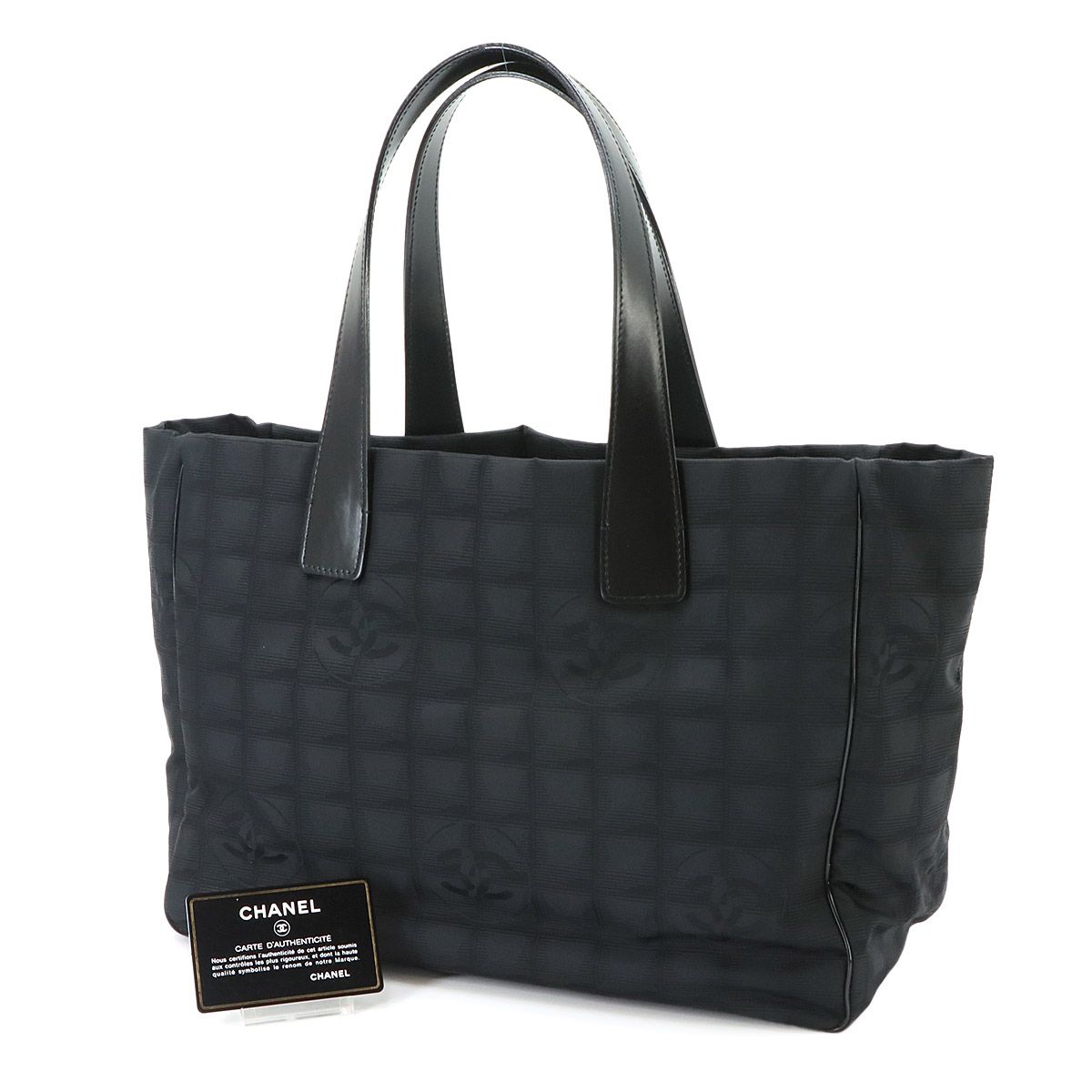 Chanel New Travel Line Tote MM Nylon Jacquard Leather Black — view 2