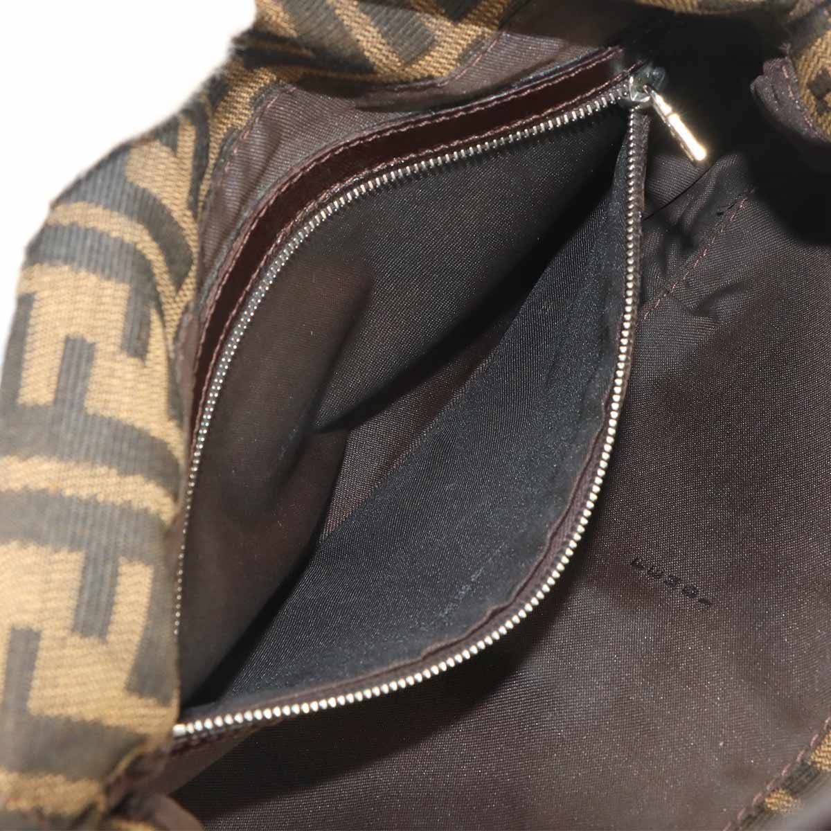 Fendi Zucca Mamma Baguette Shoulder Bag Canvas Leather Brown Silver — view 7