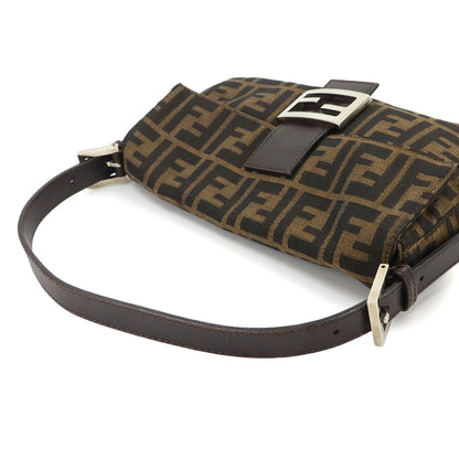 Fendi Zucca Mamma Baguette Shoulder Bag Canvas Leather Brown Silver — view 5