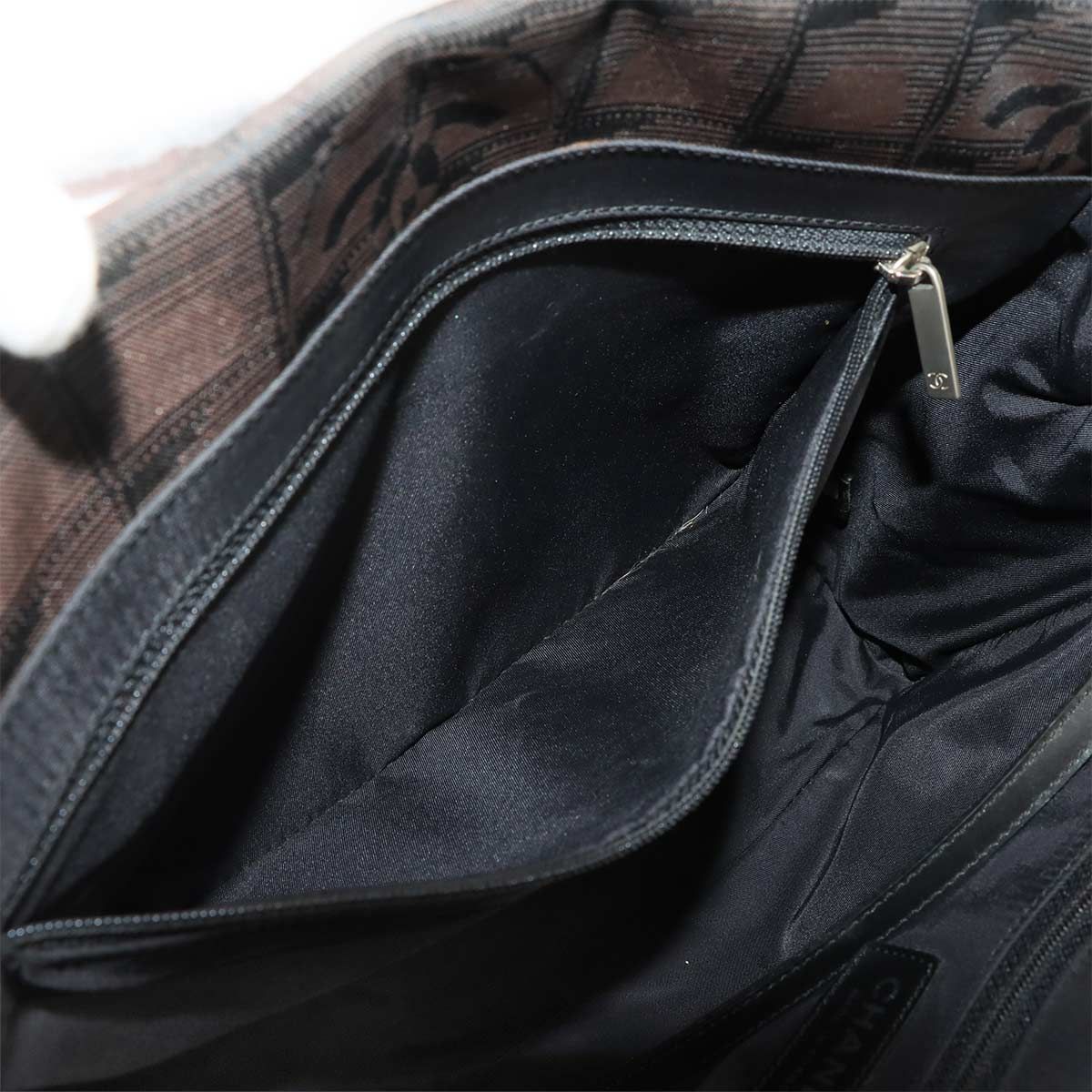 Chanel New Travel Line Tote PM Nylon Jacquard Leather Dark Brown Vintage — view 8