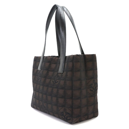 Chanel New Travel Line Tote PM Nylon Jacquard Leather Dark Brown Vintage — view 3