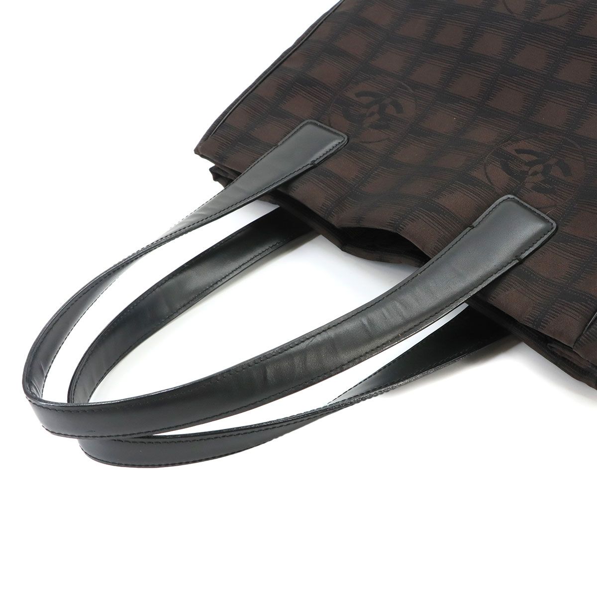 Chanel New Travel Line Tote PM Nylon Jacquard Leather Dark Brown Vintage — view 5