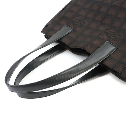 Chanel New Travel Line Tote PM Nylon Jacquard Leather Dark Brown Vintage — view 5