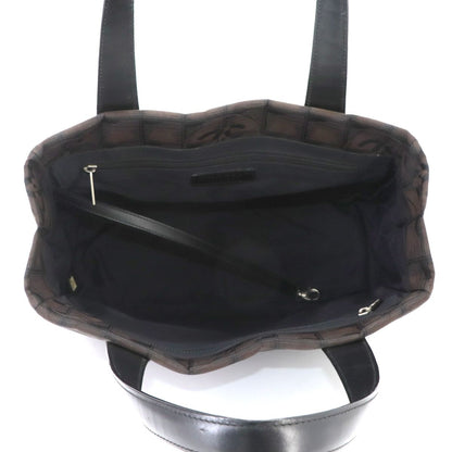 Chanel New Travel Line Tote PM Nylon Jacquard Leather Dark Brown Vintage — view 6