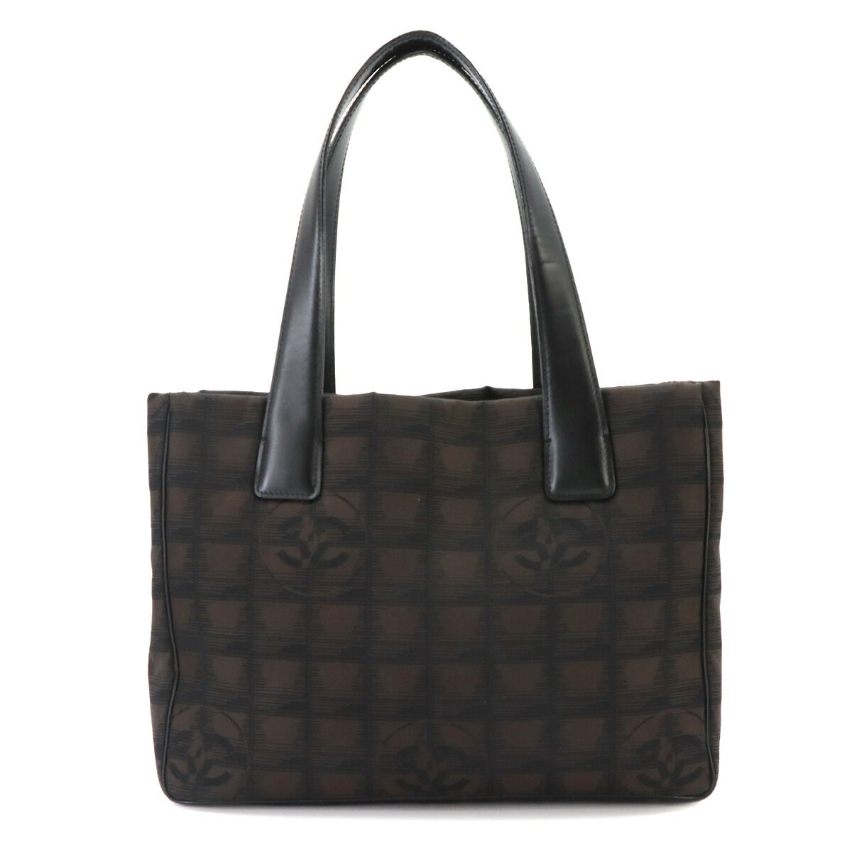 Chanel New Travel Line Tote PM Nylon Jacquard Leather Dark Brown Vintage — view 2