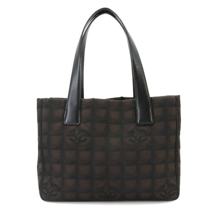 Chanel New Travel Line Tote PM Nylon Jacquard Leather Dark Brown Vintage — view 2