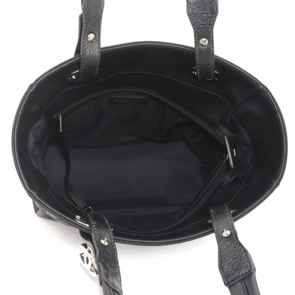 Chanel Paris Biarritz PM Tote Nylon Leather Black Silver — view 7