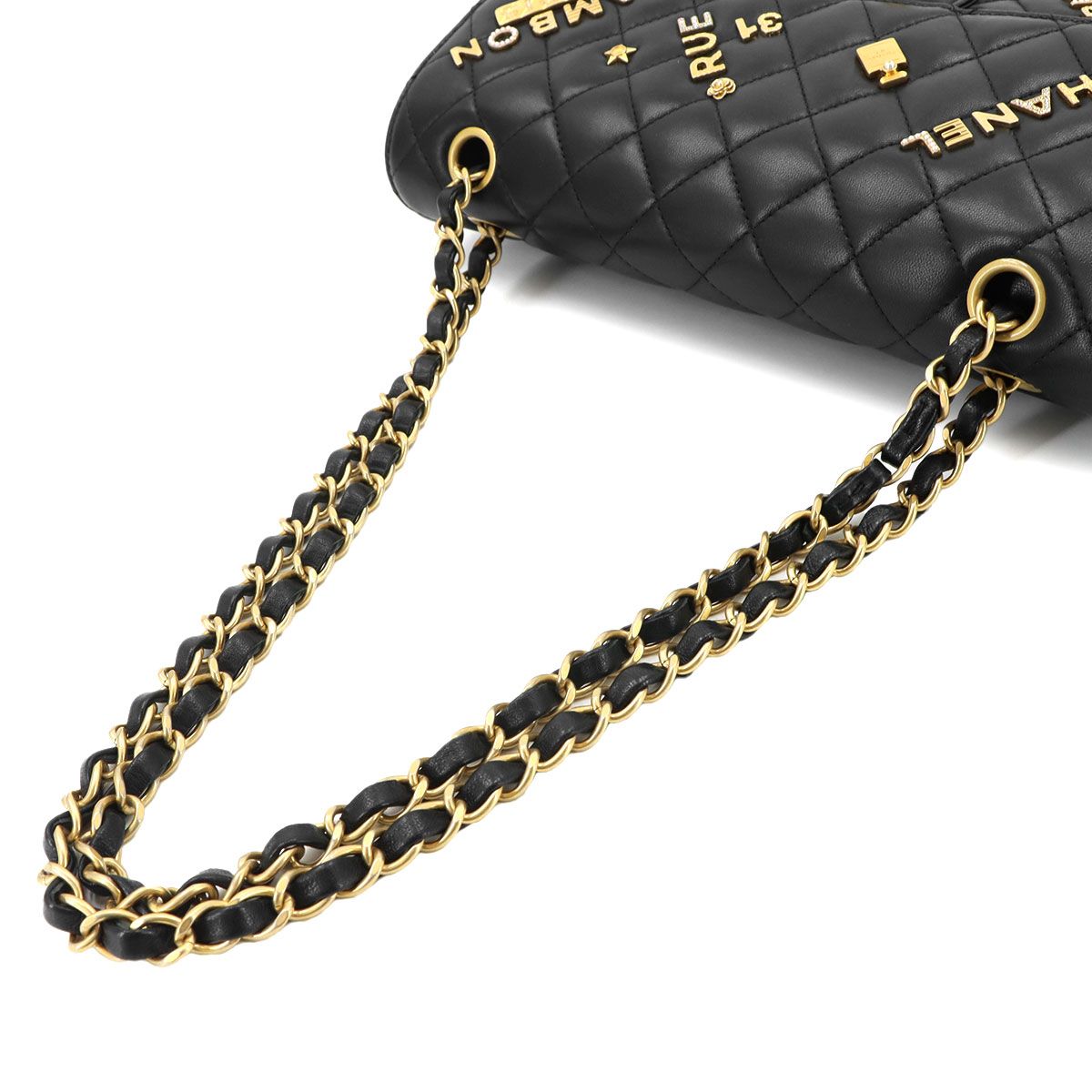 Chanel Quilted 25 Chain Shoulder Bag Lambskin Black Gold Icon — view 5