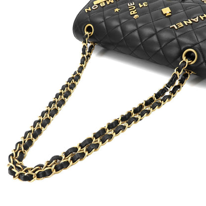 Chanel Quilted 25 Chain Shoulder Bag Lambskin Black Gold Icon — view 5