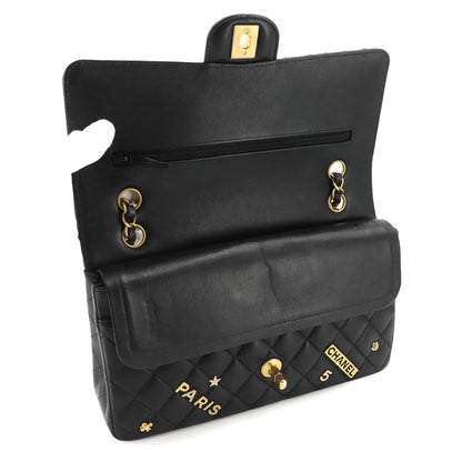 Chanel Quilted 25 Chain Shoulder Bag Lambskin Black Gold Icon — view 6