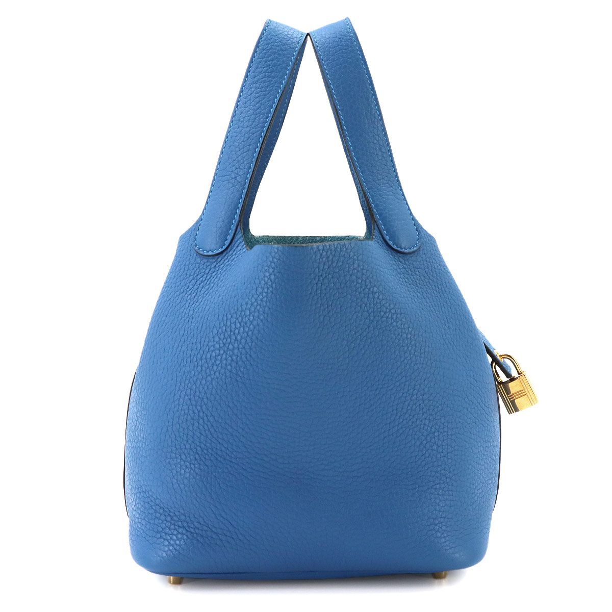 Hermes Picotin Lock 18 PM Hand Bag Taurillon Clemence Blue Zellige Gold — view 2