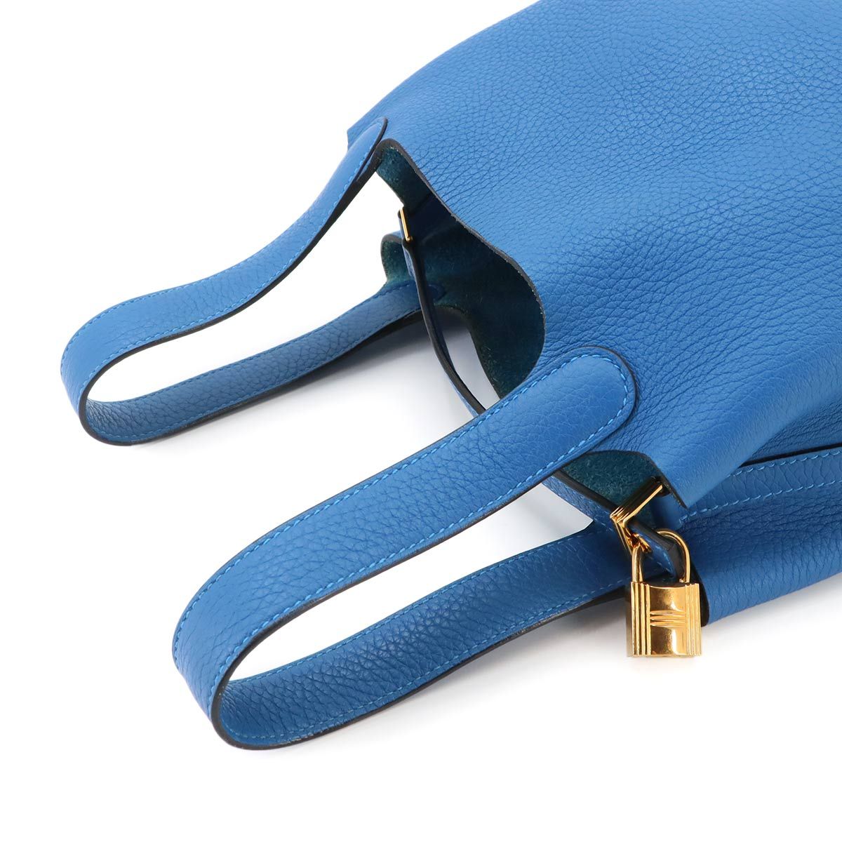 Hermes Picotin Lock 18 PM Hand Bag Taurillon Clemence Blue Zellige Gold — view 5