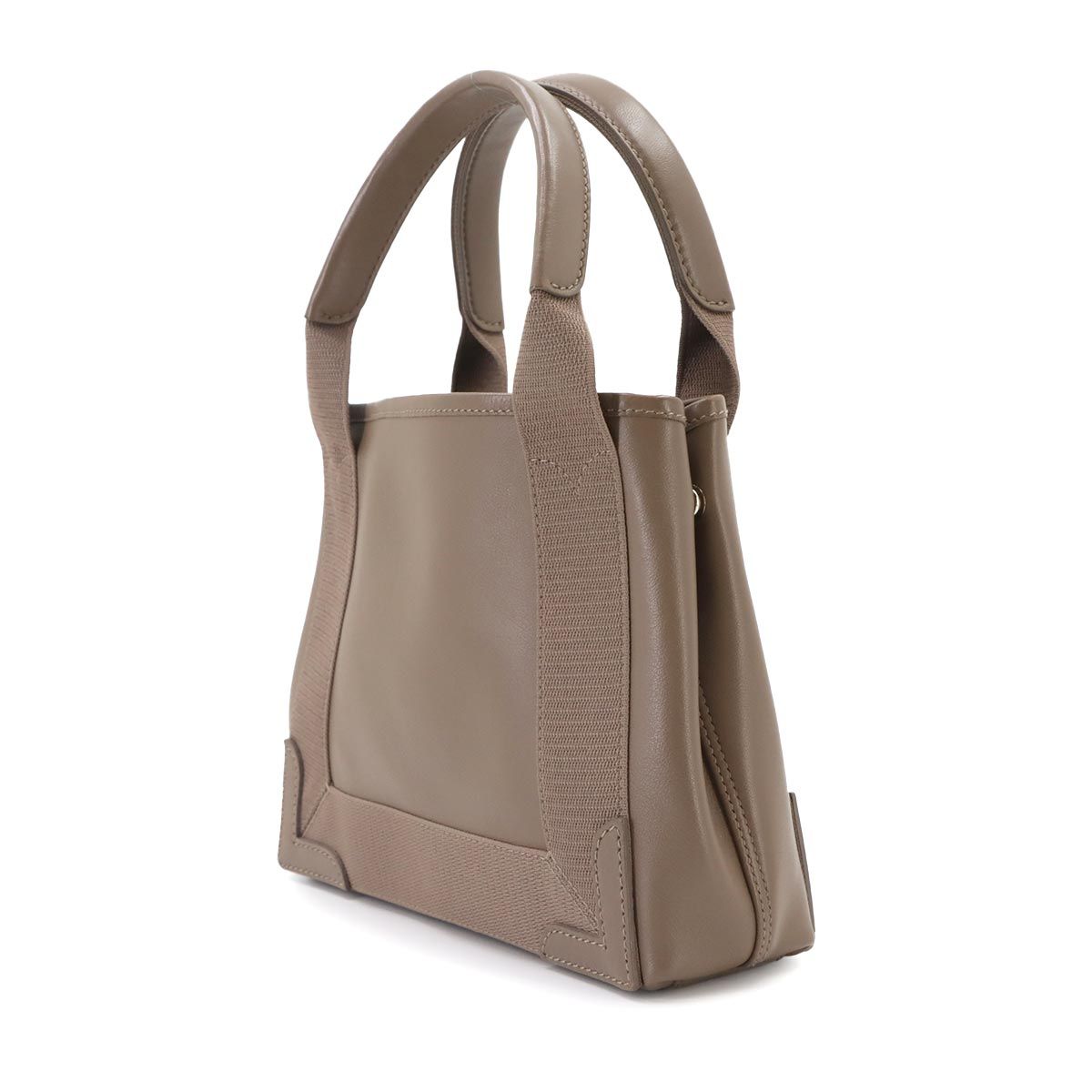 Balenciaga Navy Cabas XS 2-Way Tote Shoulder Bag Leather Canvas Brown — view 4