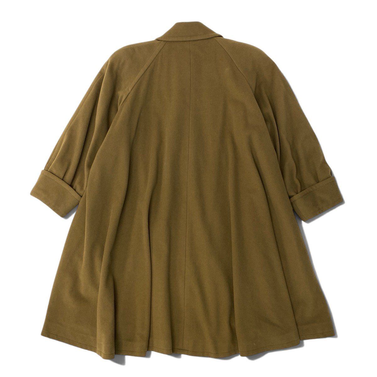 Saint Laurent Soutien Collar Coat Long Gold Button Green Wool — view 3