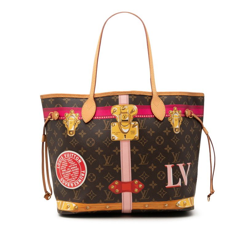 Louis Vuitton Monogram Summer Trunk Neverfull MM Tote Brown Multicolor