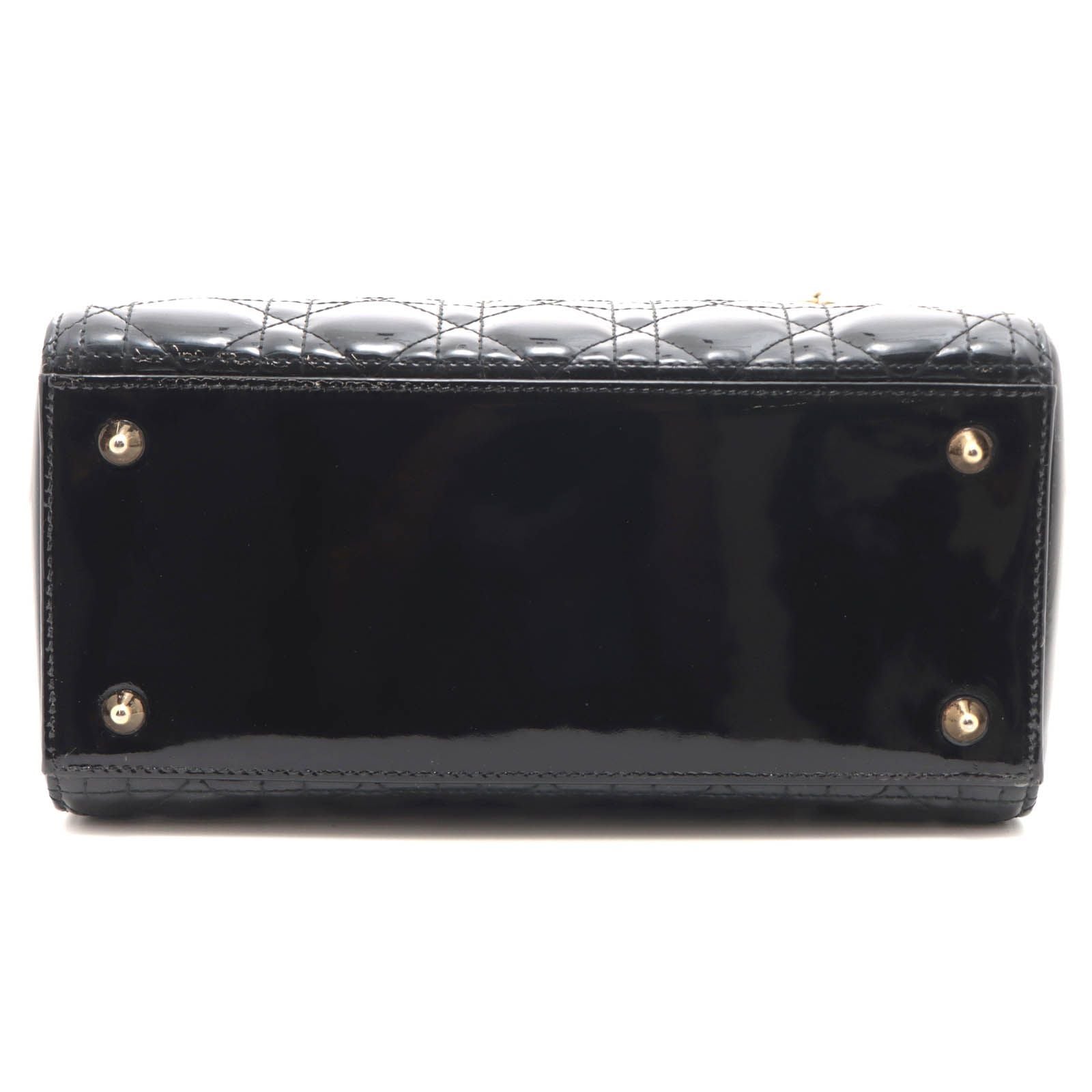 Dior Cannage Lady Dior 2-Way Medium Shoulder Bag Patent Leather Black — view 3