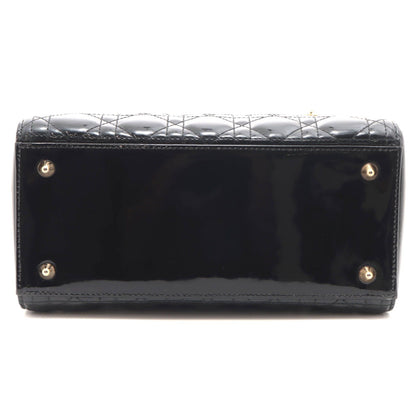 Dior Cannage Lady Dior 2-Way Medium Shoulder Bag Patent Leather Black — view 3