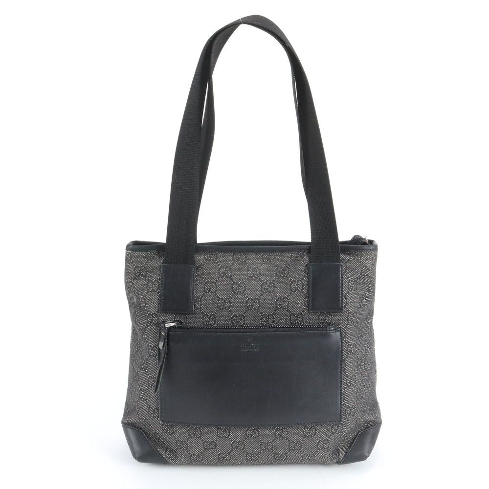 Gucci GG Canvas Leather Tote Shoulder Hand Black