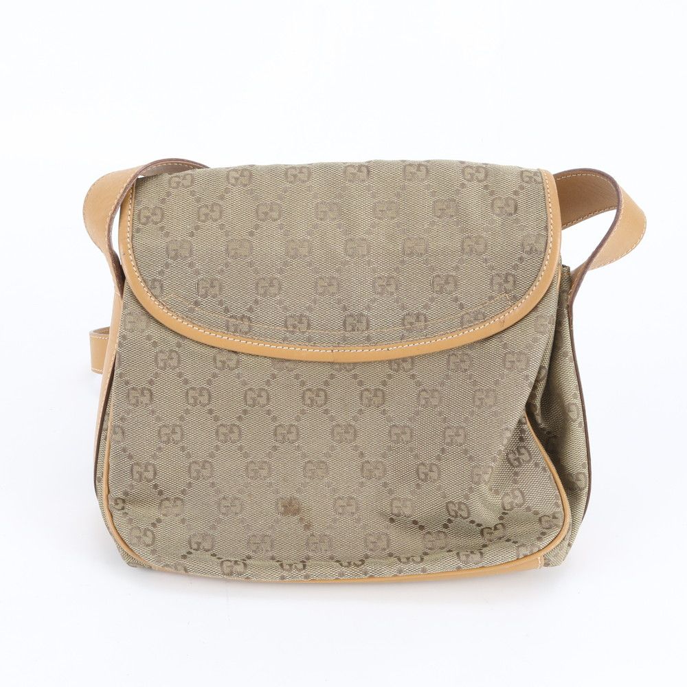 Gucci Vintage GG Canvas 0 Leather Shoulder Bag Crossbody Brown — view 3